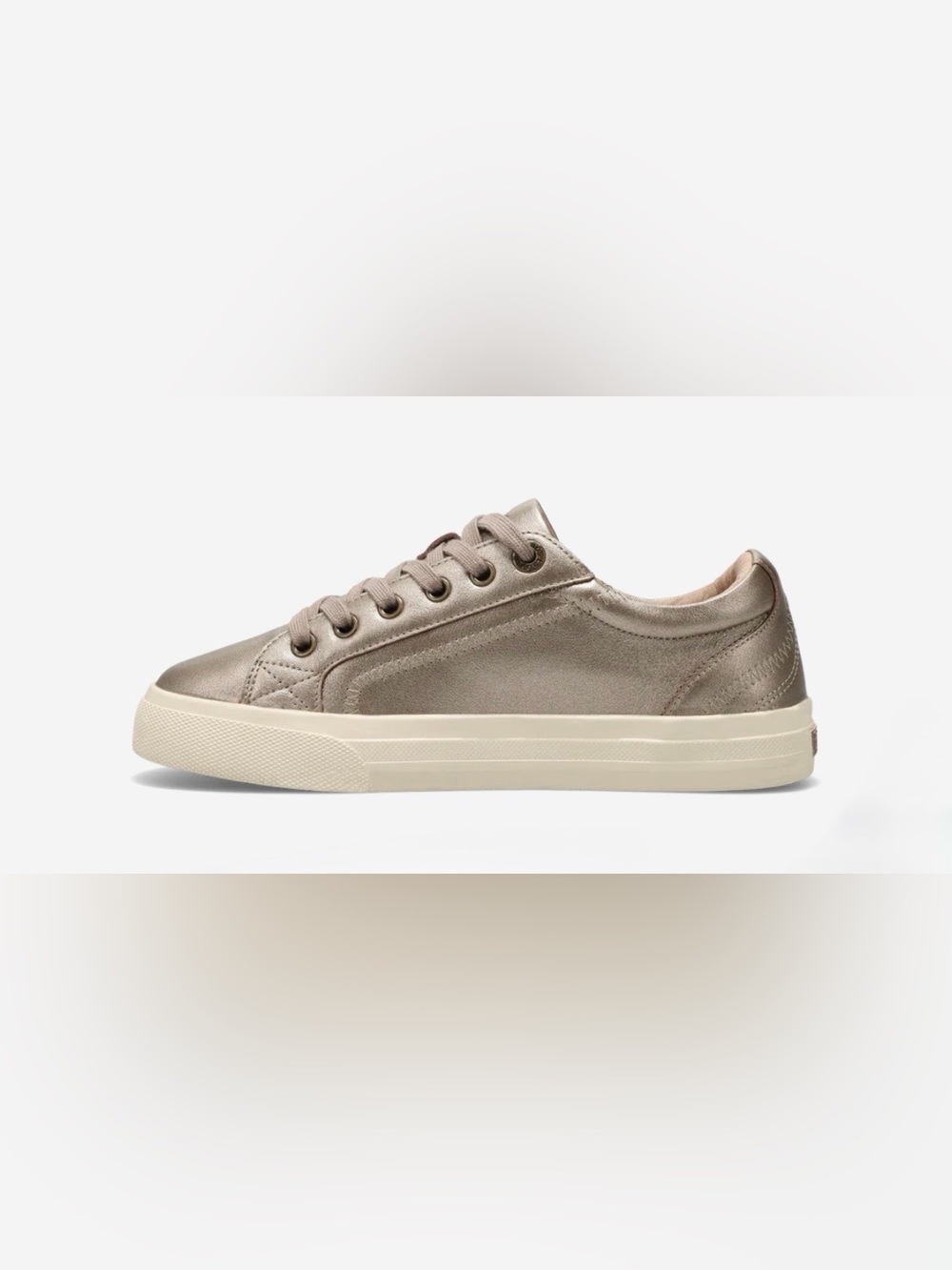 Taos Footwear Plim Soul Lux, Women’s Size 8.5, Metallic Gold Taupe Sneaker